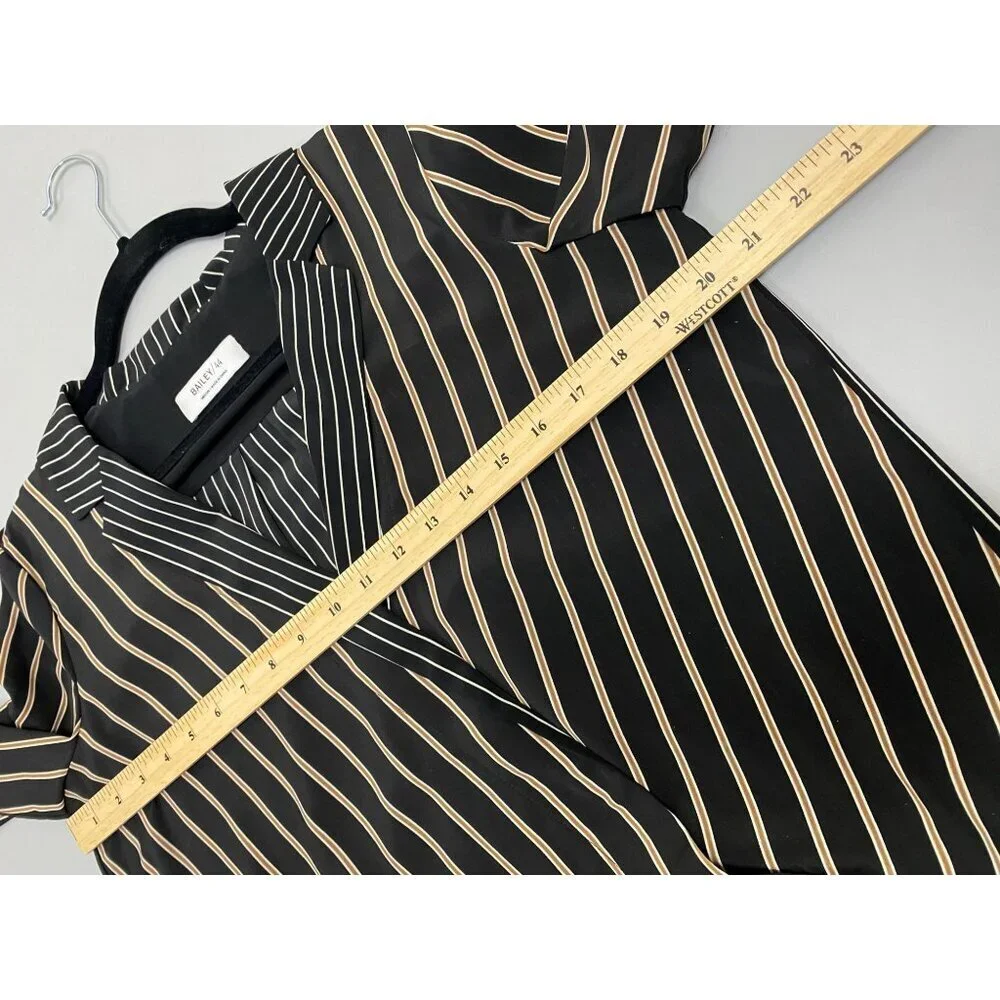 Bailey 44 Airy Faux Wrap Long Sleeve Blouse Top Womens size Medium Stripes Black